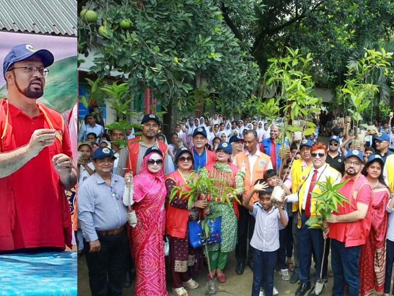Tree plantation program under the initiative of Lions Club President M Miraz Hossain